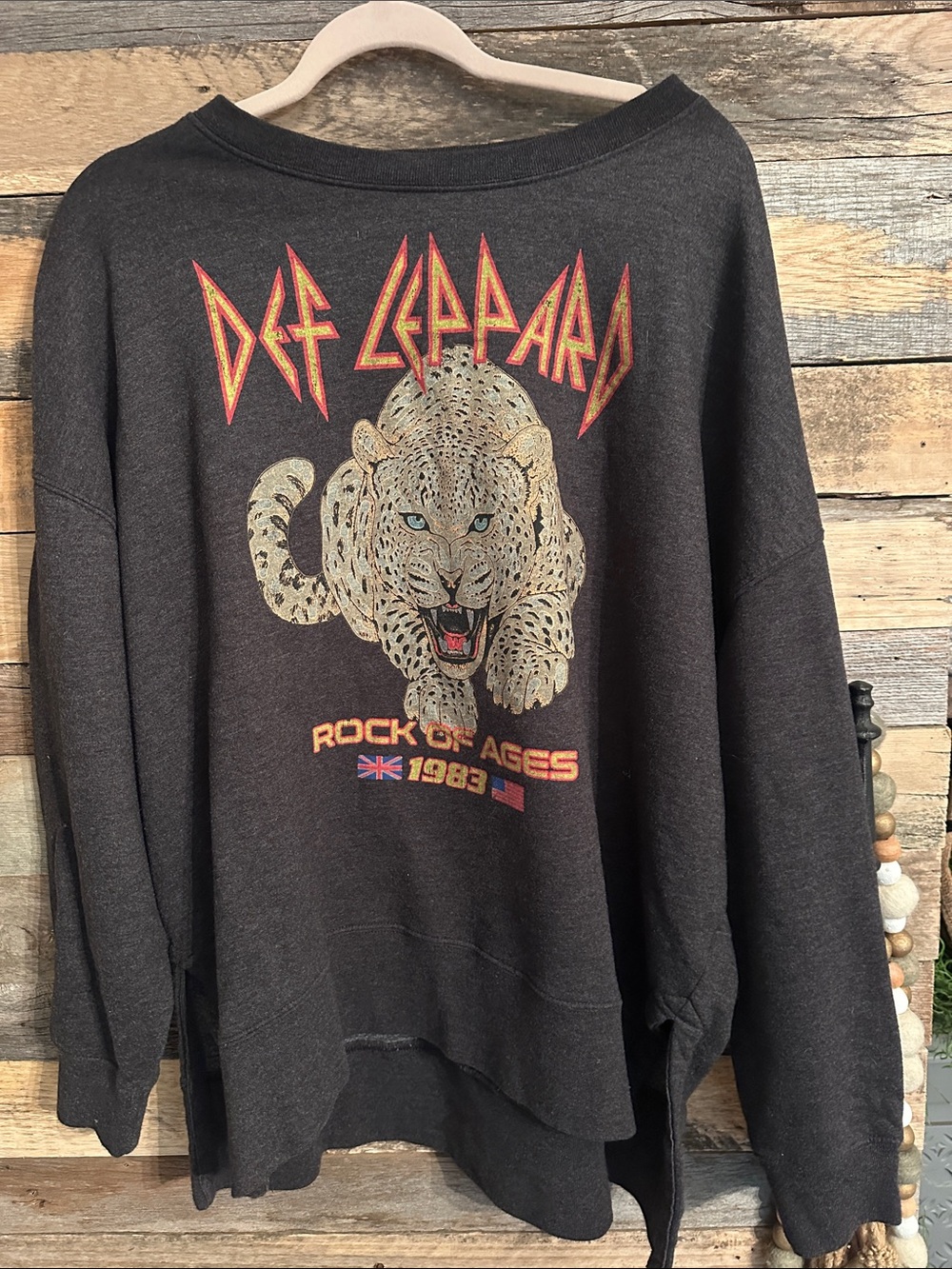 Def Leppard 'Rock of Ages' Leopard Graphic Sweatshirt - Black Camden